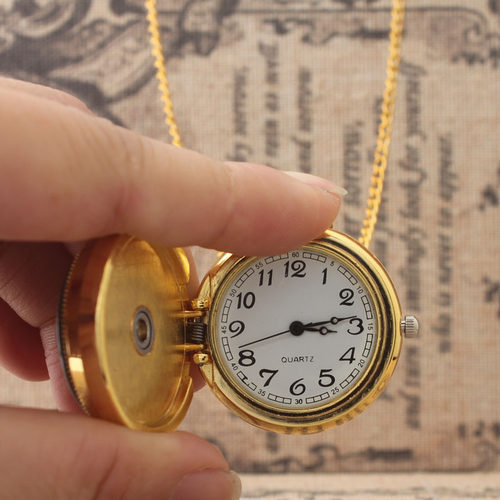 翻盖复古怀表项链学生表