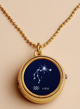 项链表星空十二星座旋转时尚怀表个性男女DIY定制照片项链表学生