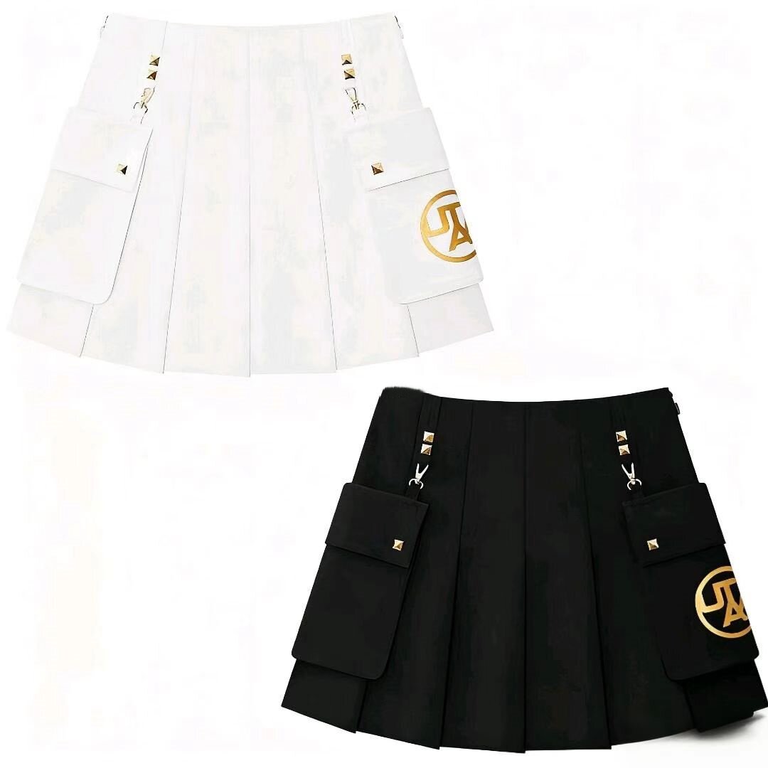 女士高尔夫球服裙子25秋季新款字标口袋百褶半身裙短裙舒适百搭