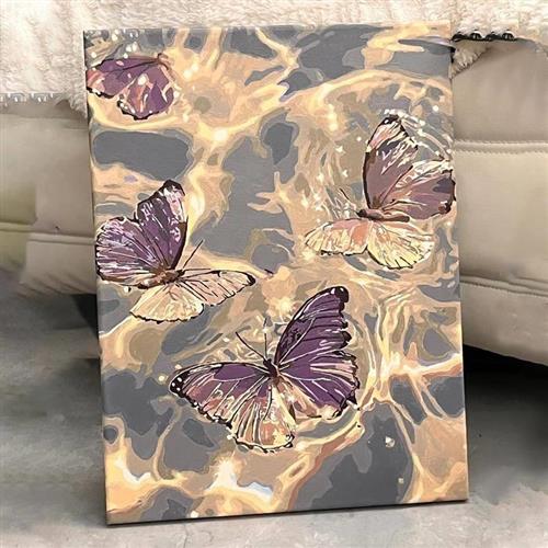 蝴蝶数字油画diy自己涂高级感丙烯画填色手绘纯手工装饰画治愈系图片