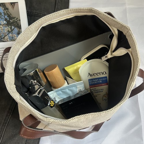 韩版字母帆布大容量手提托特包