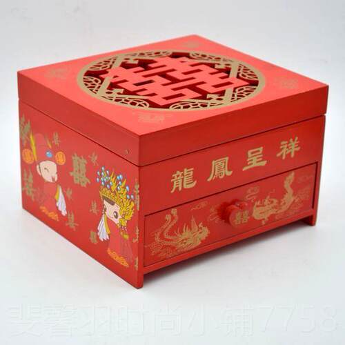 新款婚庆嫁妆礼镂空首饰盒&am梳妆盒&;amp;木质送饰品首饰盒新房