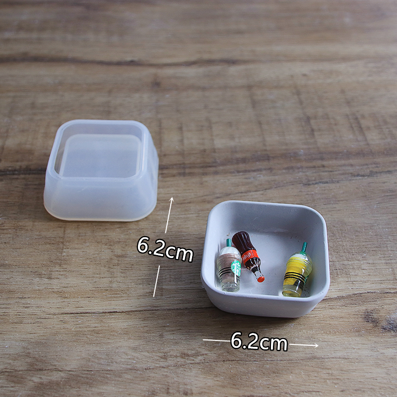 爱心形正方形硅胶碟子摆件石膏水晶滴胶容器模具混凝土水泥模具