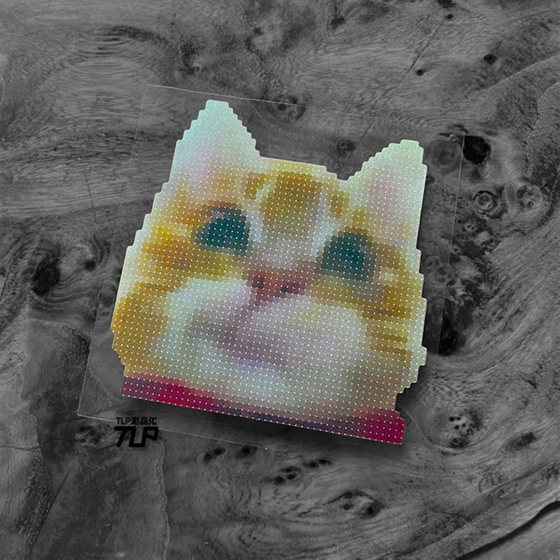 TLP反光车贴 歪嘴猫猫 meme迷因 像素风猫咪 可爱宠物防水贴纸