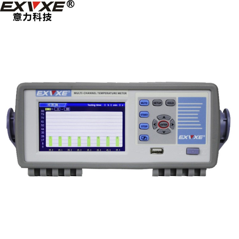 意力EX5008温度记录仪曲线 智能8路测试仪 多路温度巡检仪柱形图