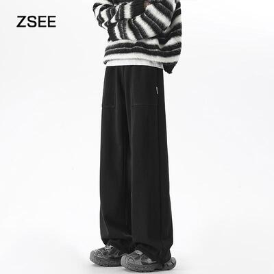 ZSEE美式加绒宽松直筒休闲裤男款