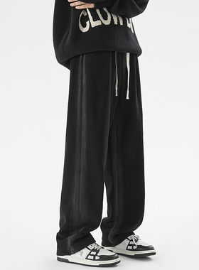 ZSEE休闲卫裤男宽松大码美式侧边做旧渐变条纹直筒运动长裤子潮牌