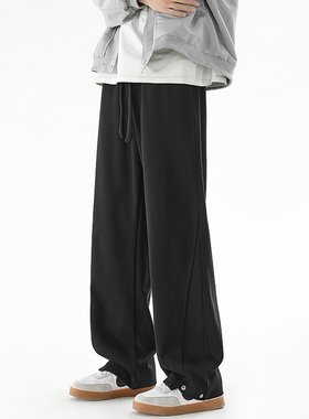 ZSEE潮牌黑色卫裤男宽松直筒美式垂感休闲裤春秋季运动百搭长裤子