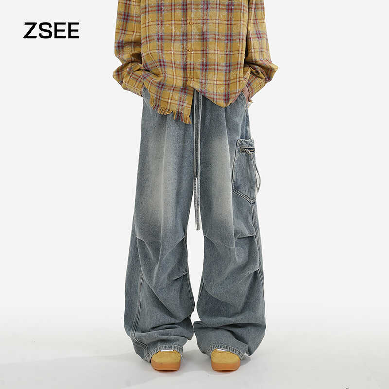ZSEE美式高街宽松牛仔裤男