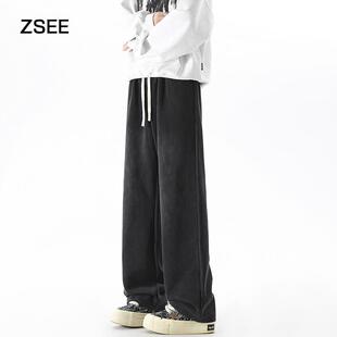 ZSEE春秋季卫裤男美式潮牌渐变水洗直筒宽松大码垂感运动休闲长裤