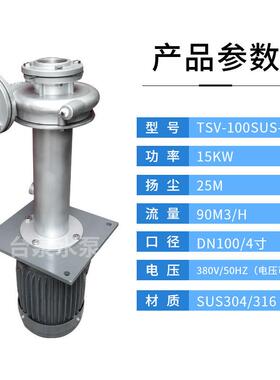 20HP牌酸碱循环液下泵TSV-100SUS-20可槽内外安装4寸管径