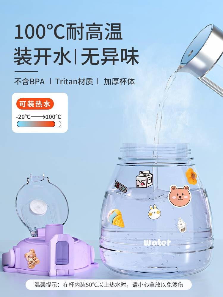 大肚水杯tritan儿童2023新款女生耐高温吨吨夏季大肚肚超大容量水