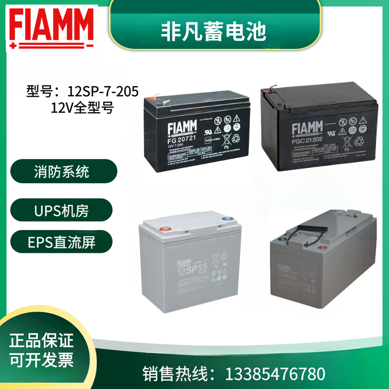 FIAMM蓄电池12SP12V100AH65Ah42Ah40Ah26Ah18Ah12AH7消防电源