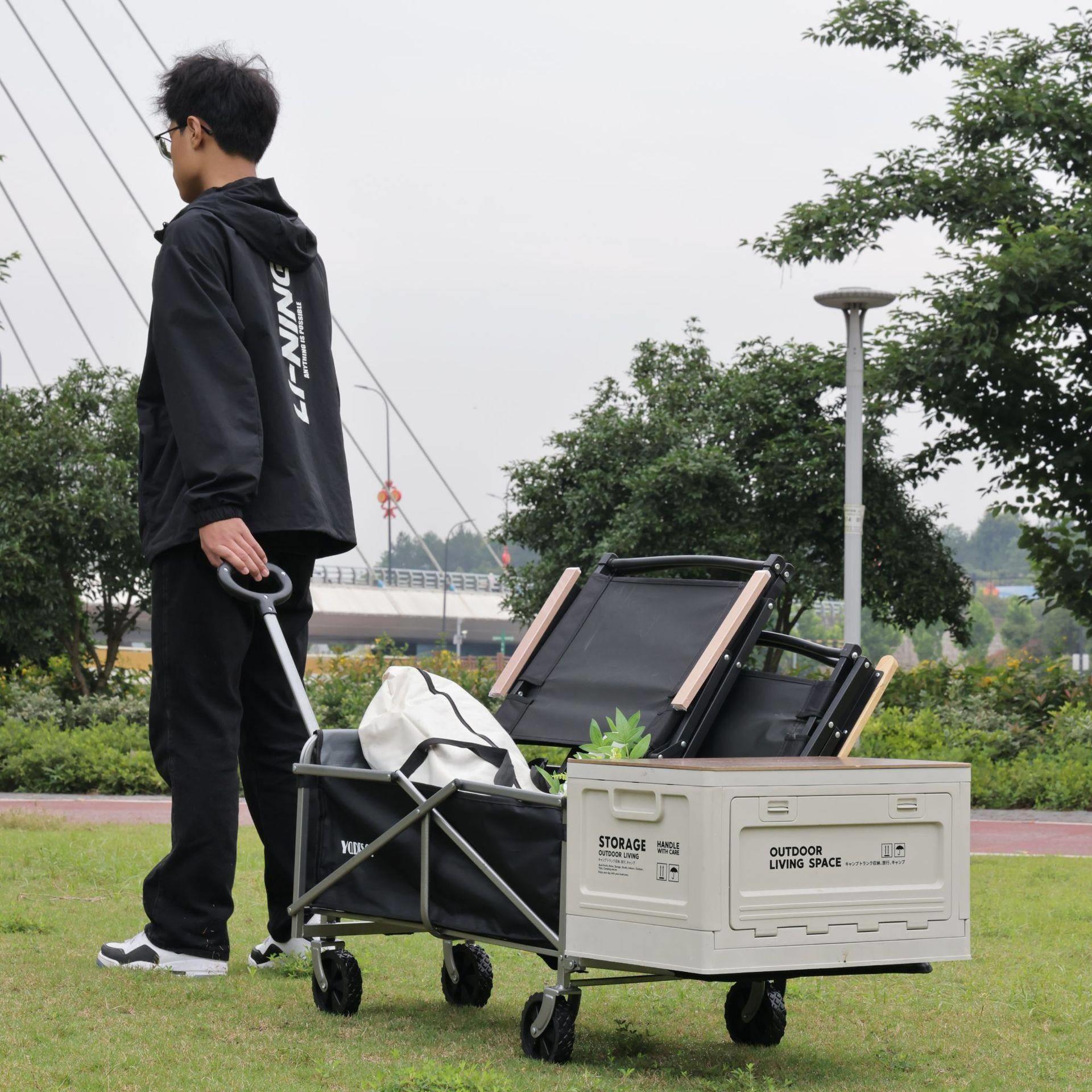 2024新款轻便折叠简易拉杆车户外折叠露营小拖车营地手推车