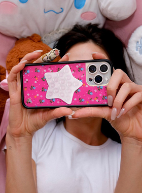 WFWE联名lower闪粉五角星双面魔术贴吸盘式手机支架多功能无胶贴