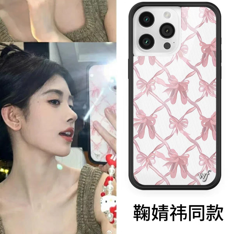 鞠婧祎同款WF联名蝴蝶结可爱小猫适用苹果iPhone15/14/13ProMax苹果16Pro手机壳12爱心碎花潮卡通防摔保护壳