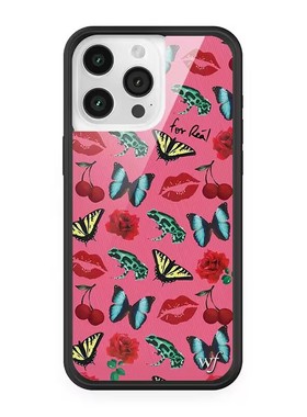 WFWE联名红唇樱桃蝴蝶适用iPhone15/14/13ProMax苹果16Pro手机壳野花复古Charli XCX l12彩虹爱心防摔保护套