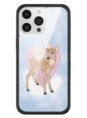 WFWE联名小鹿天使苹果16Pro适用iPhone15/14/13ProMax/12Plus手机壳可爱欧美时尚爱心小鹿WF防摔保护套