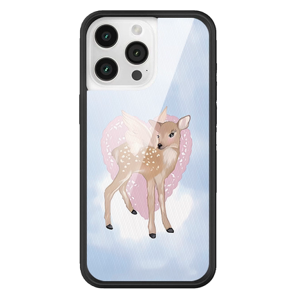 WFWE联名小鹿天使苹果16Pro适用iPhone15/14/13ProMax/12Plus手机壳可爱欧美时尚爱心小鹿WF防摔保护套