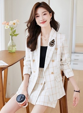 小香风白色西装外套女2026新款高级感气质名媛休闲小个子西服套装