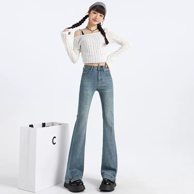 2025春季新款韩系浅蓝色牛仔裤