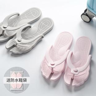 便携折叠出差男女士浴室防滑情侣沙滩人字拖凉 朴西可拆卸旅行拖鞋
