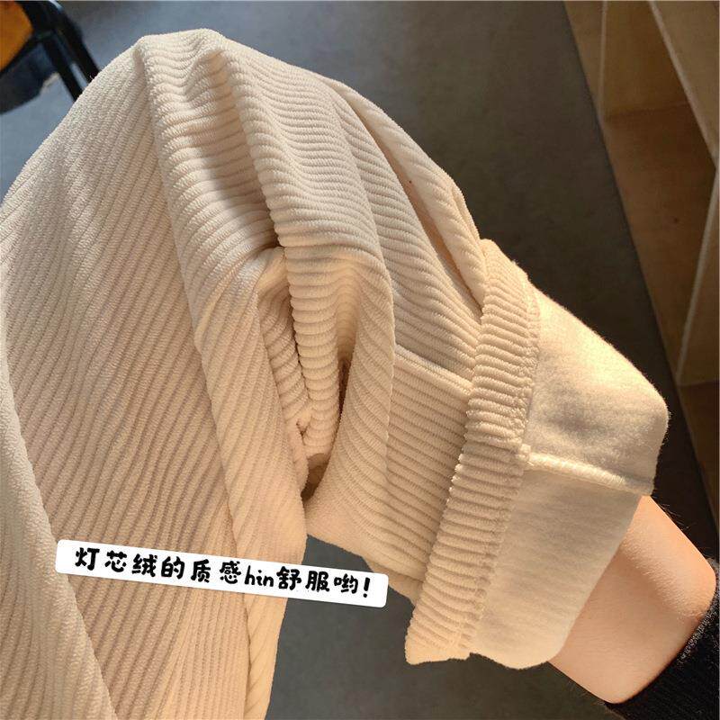 雪尼尔阔腿裤女春秋薄款灯芯绒裤子宽松百搭条绒拖地休闲直筒长裤