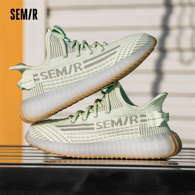 Semir情侣鞋椰子飞织网面鞋2024春秋季新款增高厚底运动鞋子