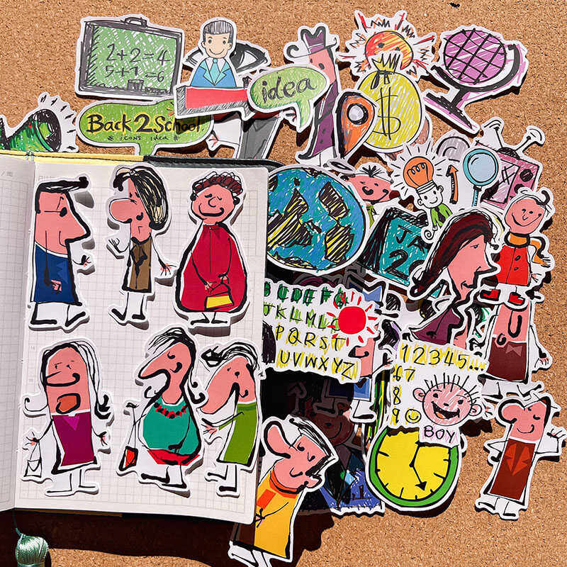 可爱职场涂鸦卡通贴纸公司历程笔记手帐素材日记本相册装饰自粘