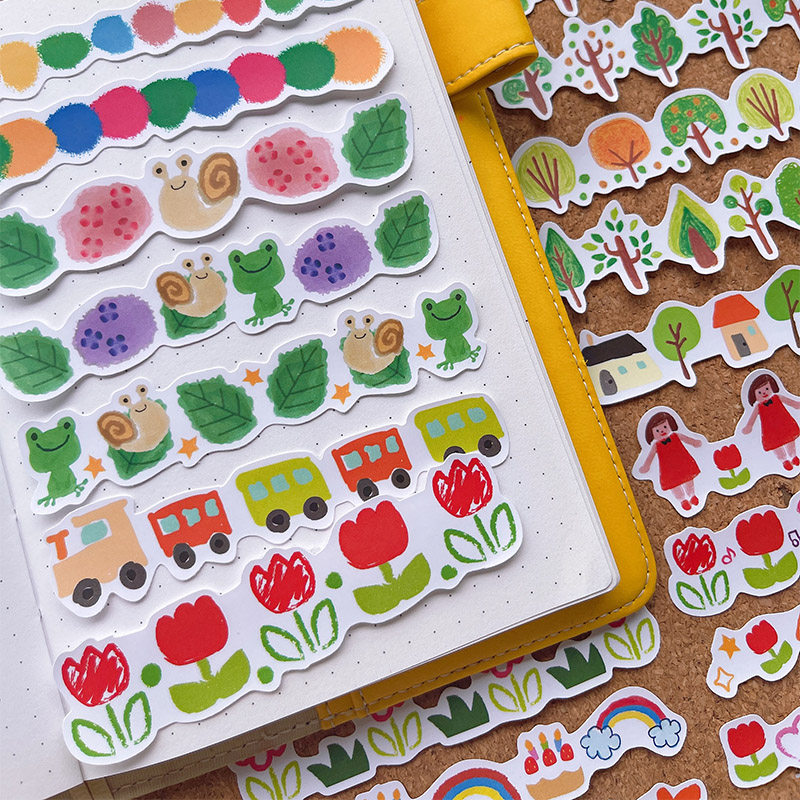 可爱宝宝涂鸦分割线手帐贴纸幼儿成长相册绘本日记手帐独立贴画