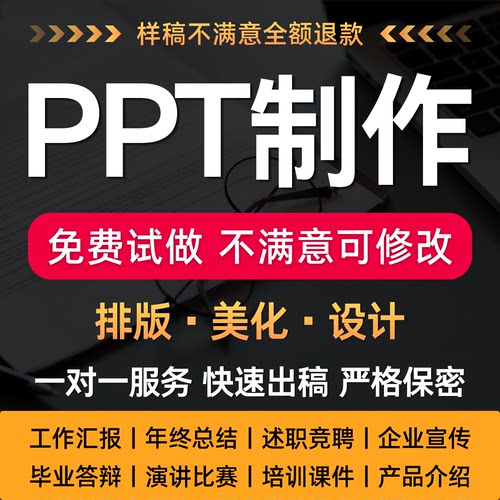 PPT代制作定制年终总结工作汇报述职竞聘答辩课件美化免费修改