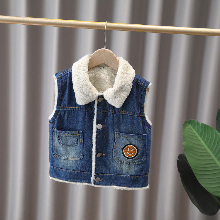 刺绣翻领常规款牛仔布纽扣马甲,童装/婴儿装/亲子装,马甲,淘宝优惠券,粉丝福利购,淘宝优惠卷