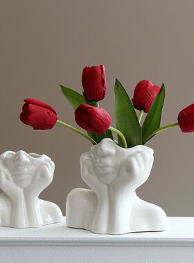 人体树脂花造型艺术北欧家居装饰白色创意造型
