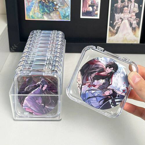 吧唧收纳盒透明亚克力密封5875mm个保护壳徽章周边谷子展示盒子