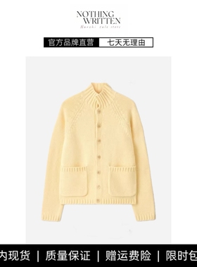 【现货】NOTHING WRITTEN休闲版型高领纽扣开衫黄色冬季新品毛衣