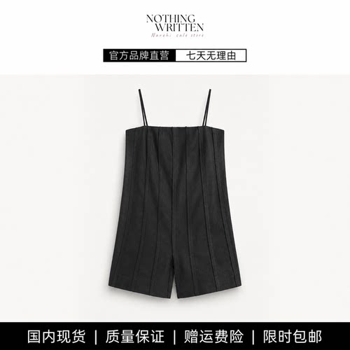 【现货】NOTHING WRITTEN标准版型褶裥亚麻连体裤黑色26夏季新品