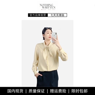 【现货】NOTHING WRITTEN气质垂感衬衫系带飘带衬衫长袖宽松上衣