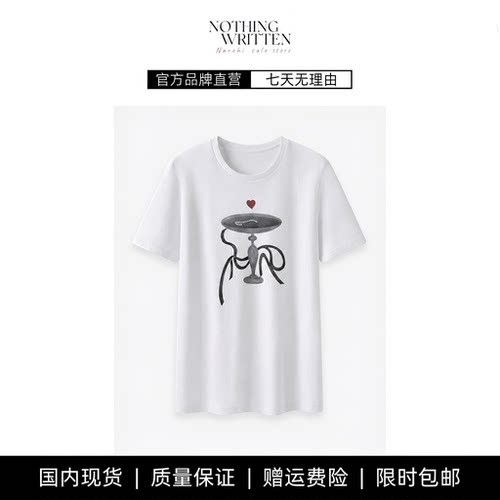 【现货】NOTHING WRITTEN秋新品T恤印花正肩短袖棉质圆领休闲上衣
