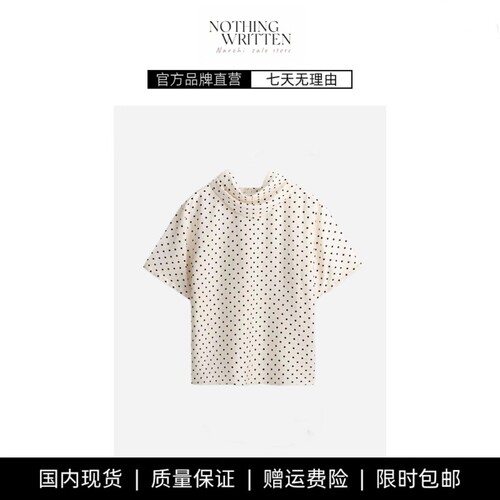 【现货】NOTHING WRITTEN圆点短袖堆垂领后系扣衬衫波点上衣短袖