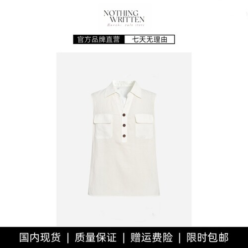 【现货】NOTHING WRITTEN无袖上衣衬衫百搭纯色翻领套头无袖上衣