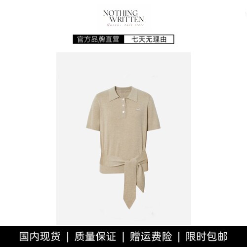 【现货】NOTHING WRITTEN短袖POLO领系带针织衫套头上衣针织T恤