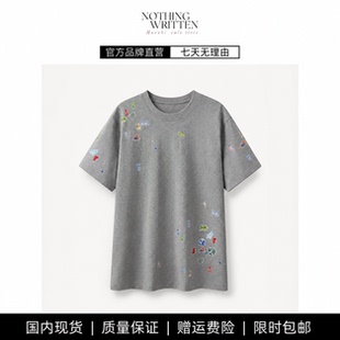 【现货】NOTHING WRITTEN夏T恤玩偶贴纸短袖宽松休闲棉质减龄上衣