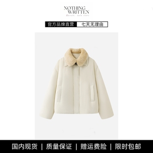 【现货】NOTHING WRITTEN 90羽绒服羊毛皮领皮毛领子可脱卸外套女