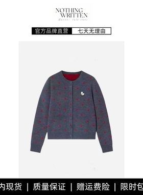 【现货】NOTHING WRITTEN圆领针织开衫波点针织套头动物刺绣毛衣