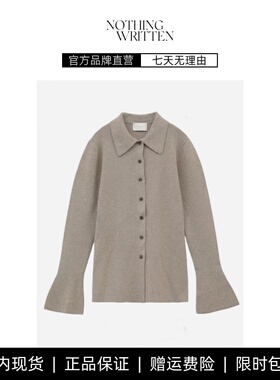 【现货】NOTHING WRITTEN松本惠奈毛衣喇叭袖针织开衫POLO领上衣