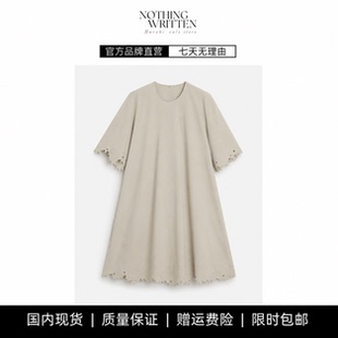 【现货】NOTHING WRITTEN新品绣花圆领连衣裙圆领A型宽松棉质裙子