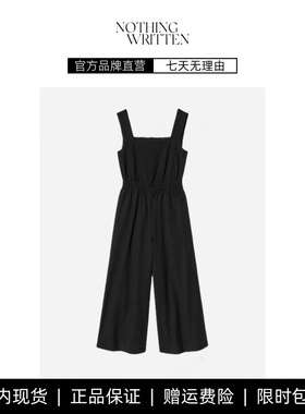 【现货】NOTHING WRITTEN阔腿黑色背带裤连体裤女 春季一体裤子女