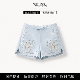 【现货】NOTHING WRITTEN洛可可镂空绣花珠饰短裤休闲裤刺绣订珠