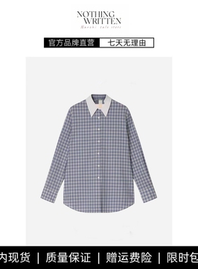 【现货】NOTHING WRITTEN色织长袖衬衣时尚经典翻领格子衬衫上衣