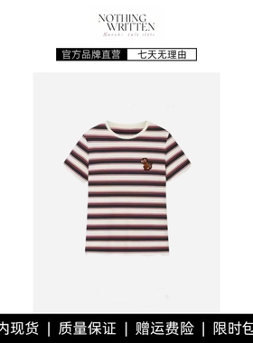 【现货】NOTHING WRITTEN新年系列圆领T恤复古风条纹卡通短袖上衣